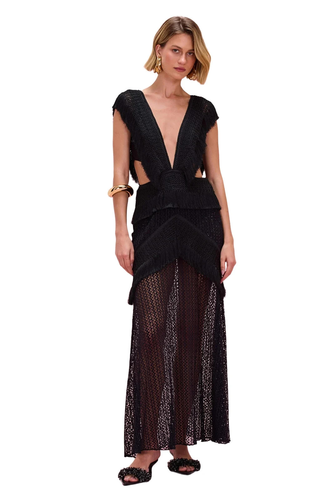 AYLA FRINGE PLUNGE MAXI DRESS AYLA FRINGE PLUNGE MAXI DRESS
