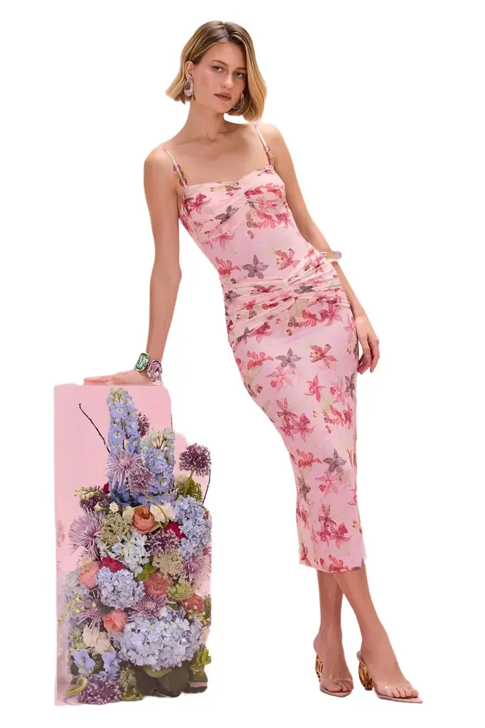 PatBo ORCHID BLOOM CHIFFON MIDI DRESS | Image 1 PatBo ORCHID BLOOM CHIFFON MIDI DRESS | Image 1