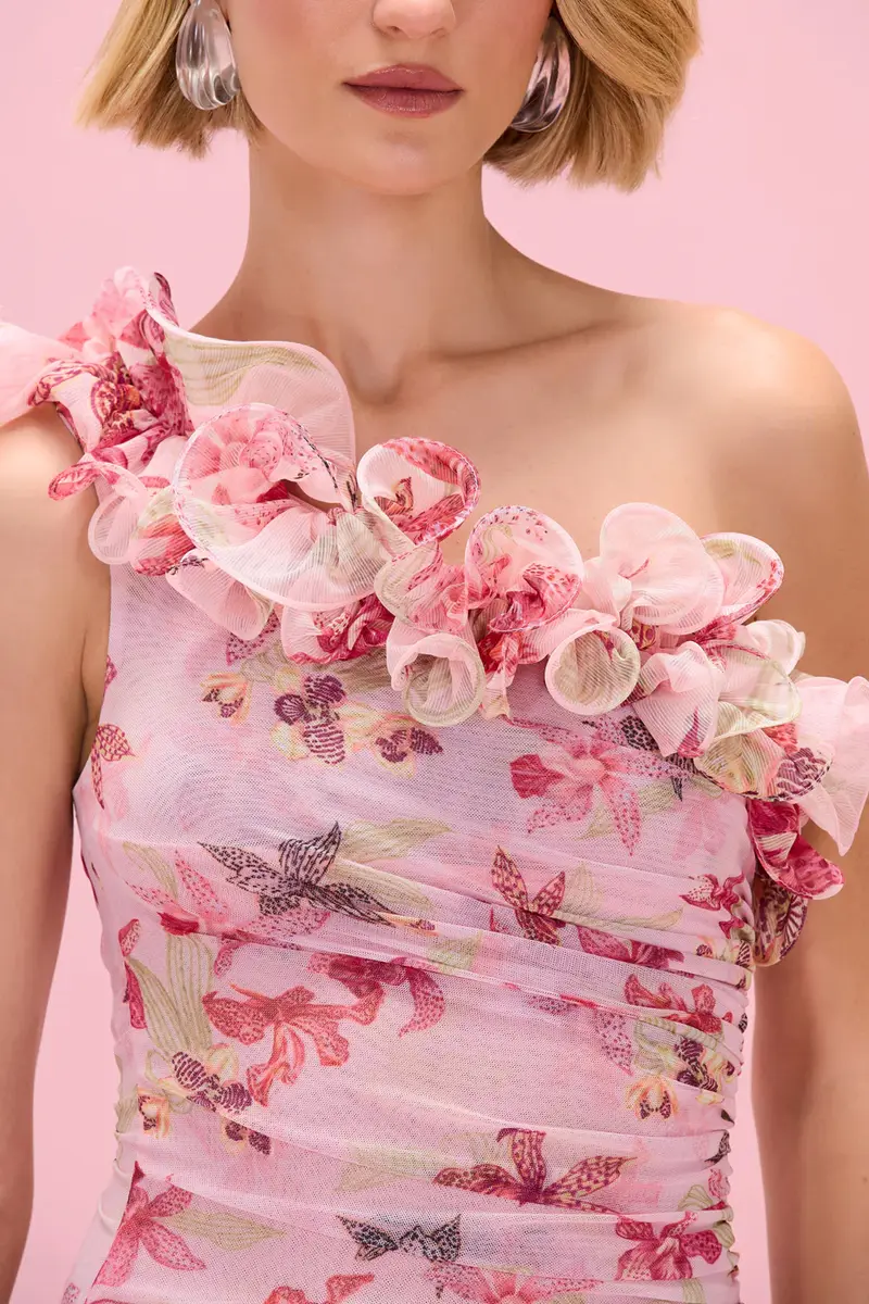 PatBo ORCHID BLOOM ONE SHOULDER MINI DRESS | Thumbnail 3