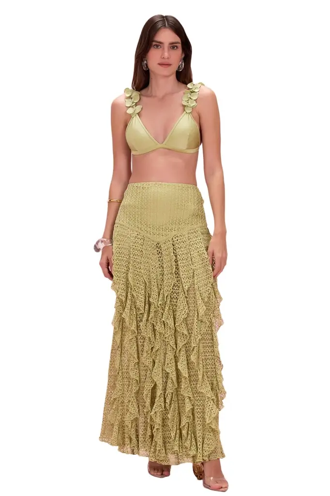 PatBo PETAL SHEEN MESH MAXI SKIRT | Image 1 PatBo PETAL SHEEN MESH MAXI SKIRT | Image 1