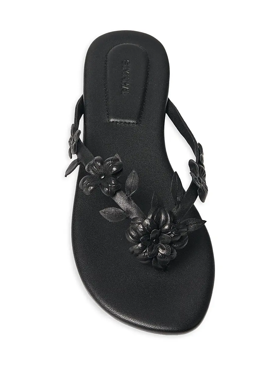 Simkhai Women's Willow Flower-Appliqué Leather Thong Sandals | Thumbnail 3