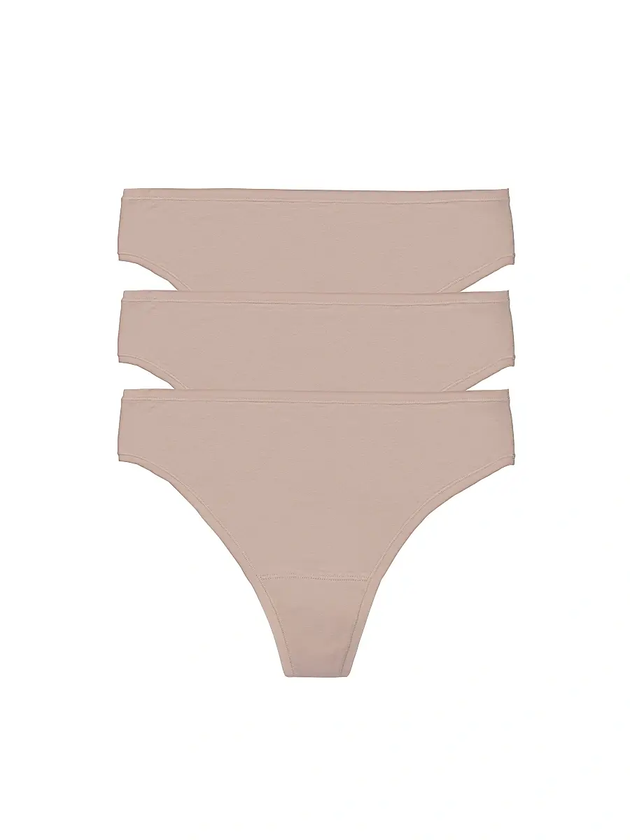 Natori Women's Bliss Bare Cotton Thong 3-Pack - Cafe - Size XS | Image 1 Natori Women's Bliss Bare Cotton Thong 3-Pack - Cafe - Size XS | Image 1
