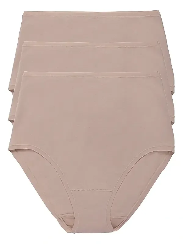 Natori Women's Bliss Bare Cotton High Waist Brief 3-Pack