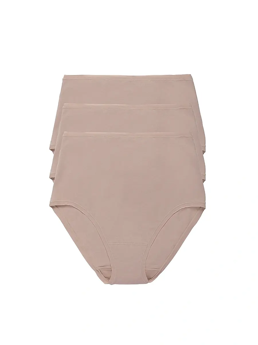 Natori Women's Bliss Bare Cotton High Waist Brief 3-Pack - Cafe - Size XXL | Image 1 Natori Women's Bliss Bare Cotton High Waist Brief 3-Pack - Cafe - Size XXL | Image 1