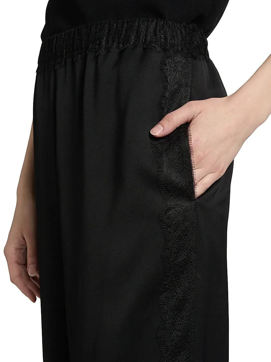 Vince Women's Lace-Trim Satin Wide-Leg Pants | Thumbnail 6 Vince Women's Lace-Trim Satin Wide-Leg Pants | Thumbnail 6