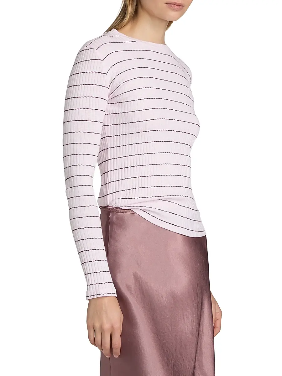 Vince Women's Striped Cotton T-Shirt | Thumbnail 4