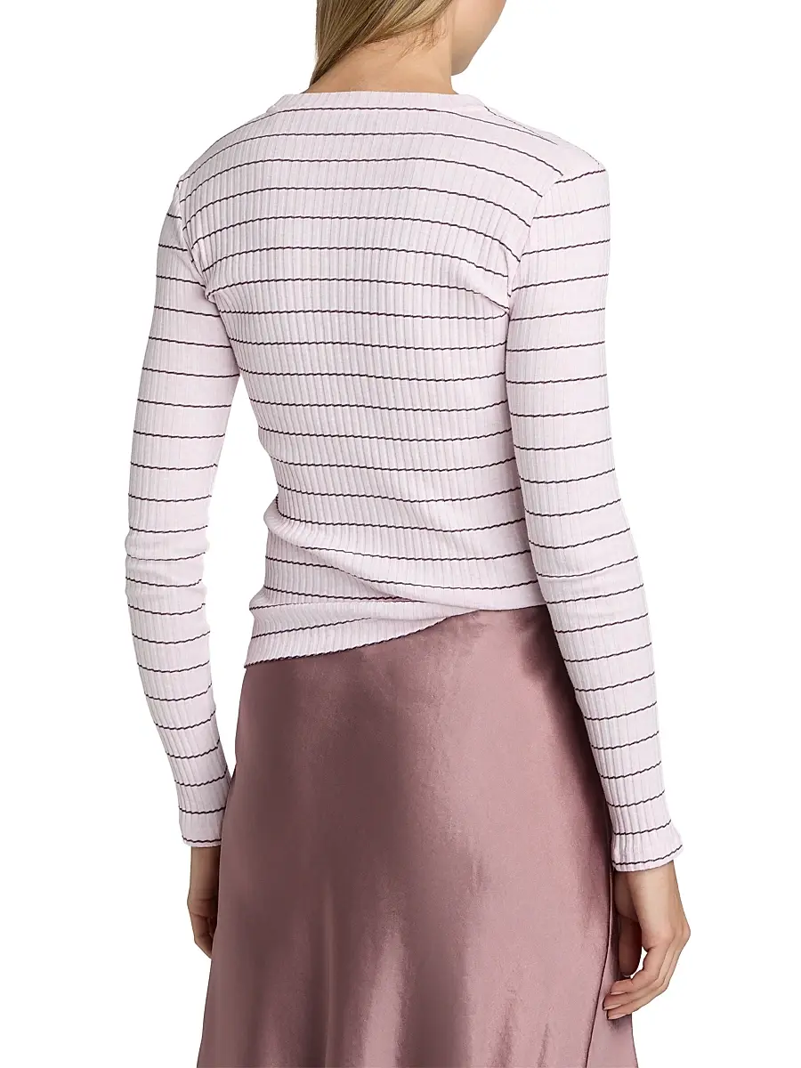 Vince Women's Striped Cotton T-Shirt | Thumbnail 5