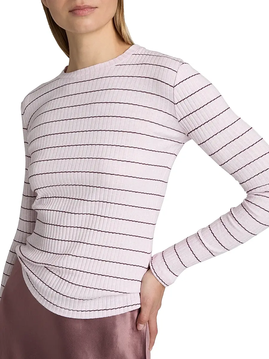 Vince Women's Striped Cotton T-Shirt | Thumbnail 6