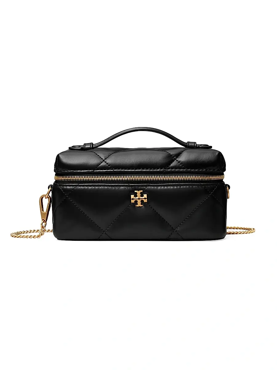 Tory Burch Women's Kira Quilted Leather Vanity Case - Black | Image 1 Tory Burch Women's Kira Quilted Leather Vanity Case - Black | Image 1
