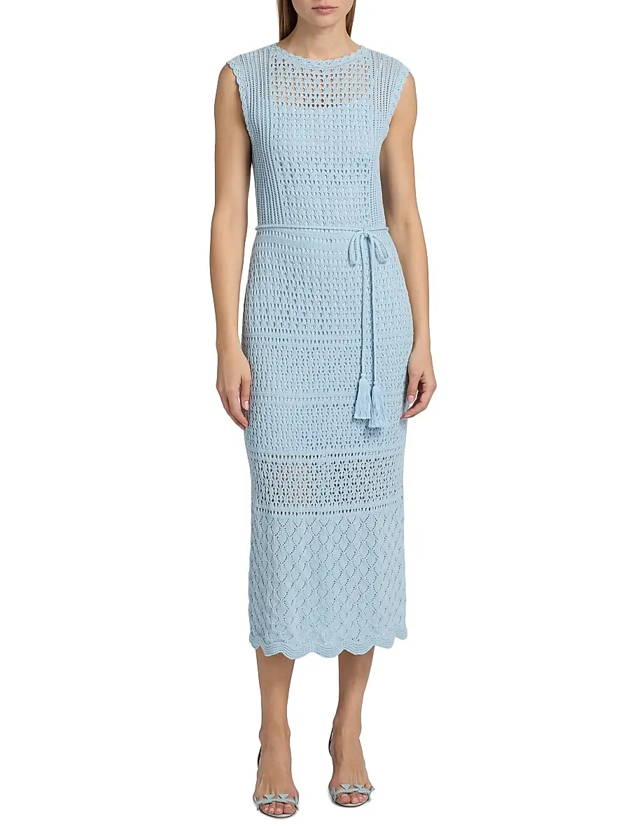 Milly Women's Kai Crochet Midi-Dress | Thumbnail 3 Milly Women's Kai Crochet Midi-Dress | Thumbnail 3