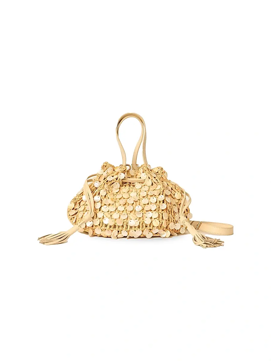 BTB Los Angeles Women's Santiago Embellished Raffia Crossbody Bag - Natural | Image 1 BTB Los Angeles Women's Santiago Embellished Raffia Crossbody Bag - Natural | Image 1