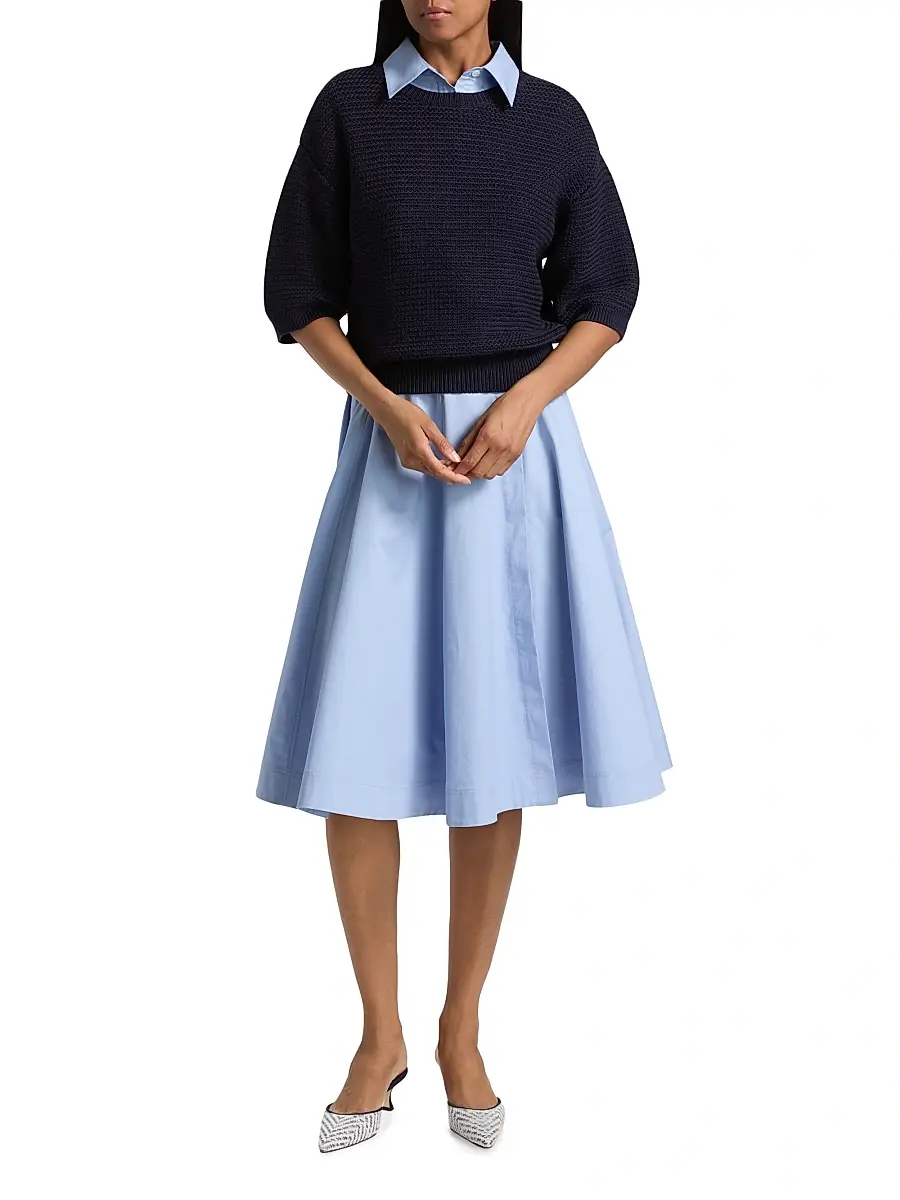 Derek Lam Women's Madison Cotton Elbow-Sleeve Sweater | Thumbnail 2