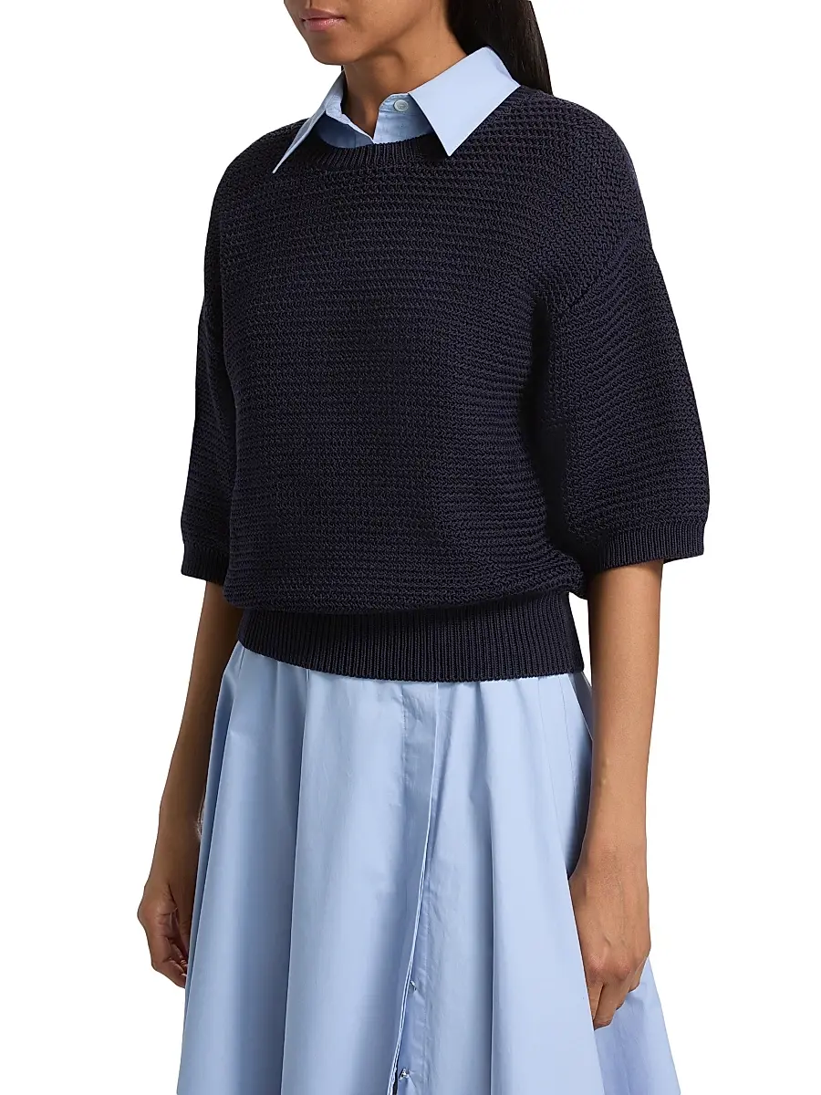 Derek Lam Women's Madison Cotton Elbow-Sleeve Sweater | Thumbnail 4