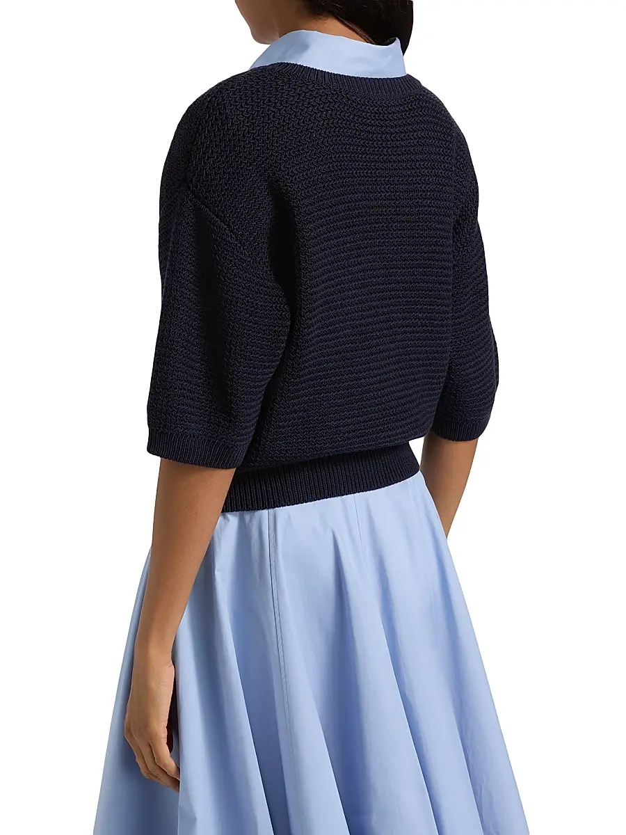 Derek Lam Women's Madison Cotton Elbow-Sleeve Sweater | Thumbnail 5