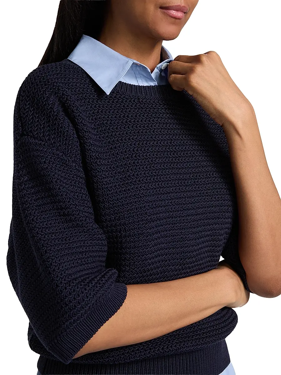 Derek Lam Women's Madison Cotton Elbow-Sleeve Sweater | Thumbnail 6