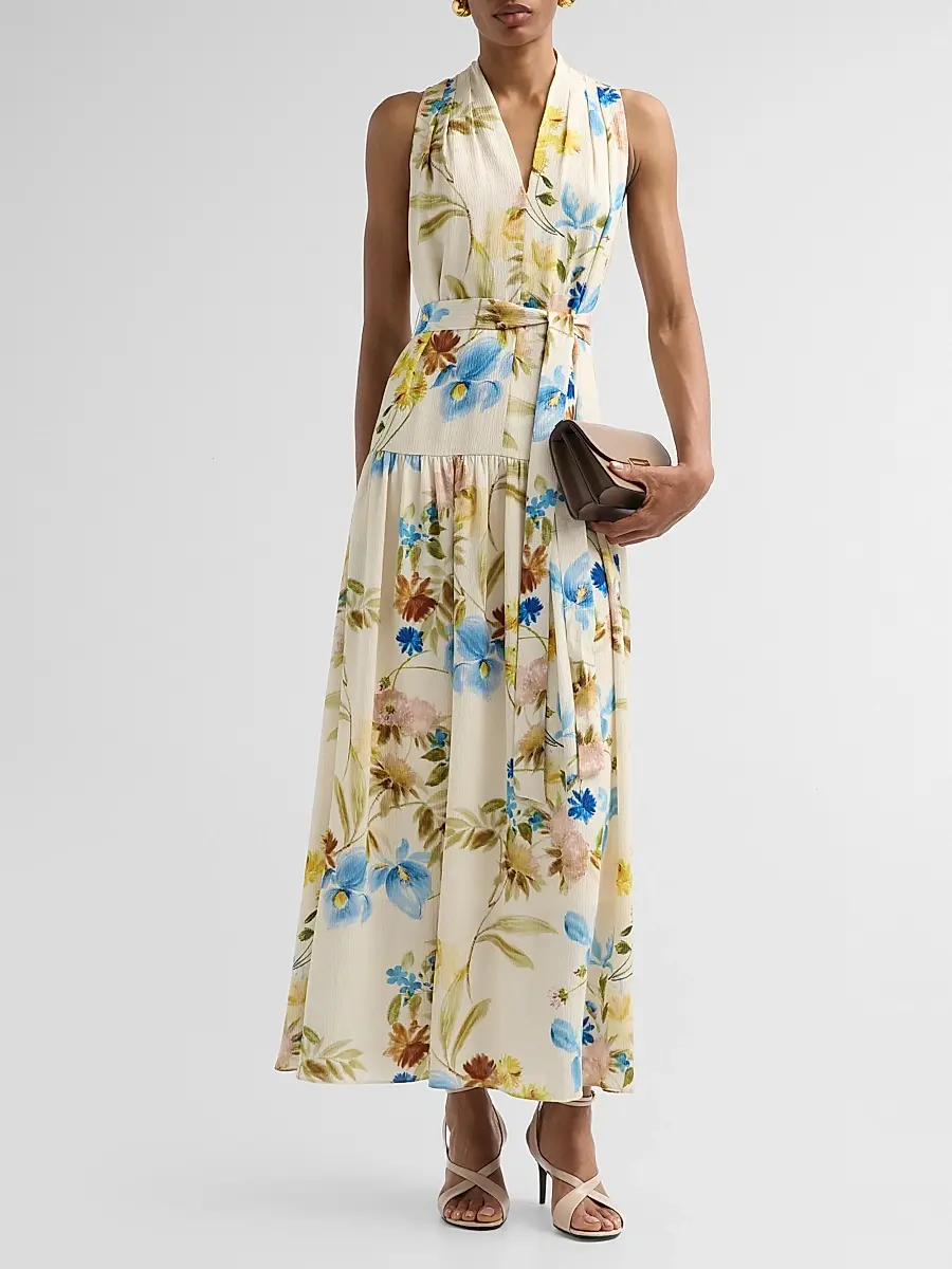Kobi Halperin Women's Violet Floral Hammered Satin Maxi Dress | Thumbnail 2 Kobi Halperin Women's Violet Floral Hammered Satin Maxi Dress | Thumbnail 2