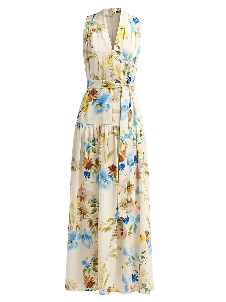 Kobi Halperin Women's Violet Floral Hammered Satin Maxi Dress - Ecru Multi - Size XXL | Image 1 Kobi Halperin Women's Violet Floral Hammered Satin Maxi Dress - Ecru Multi - Size XXL | Image 1