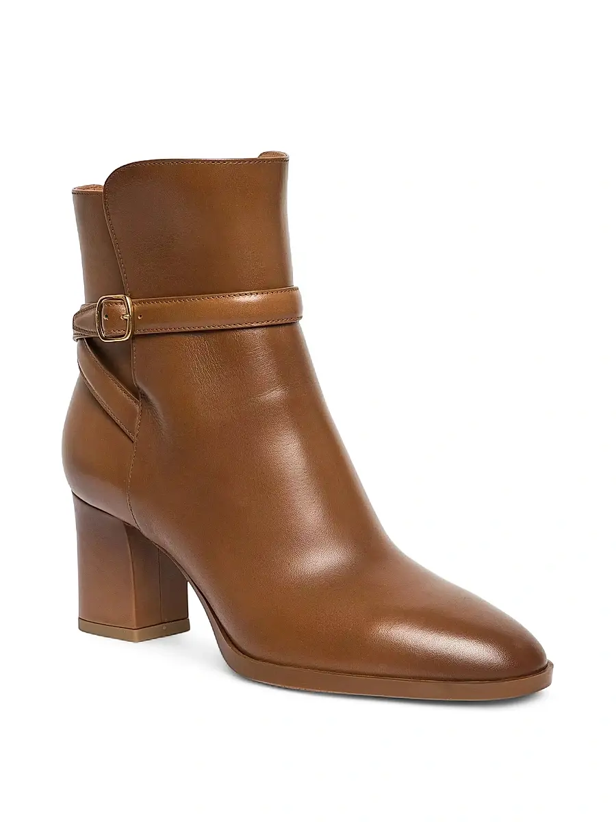 Santoni Women's Andy 65MM Leather Block-Heel Booties | Thumbnail 2