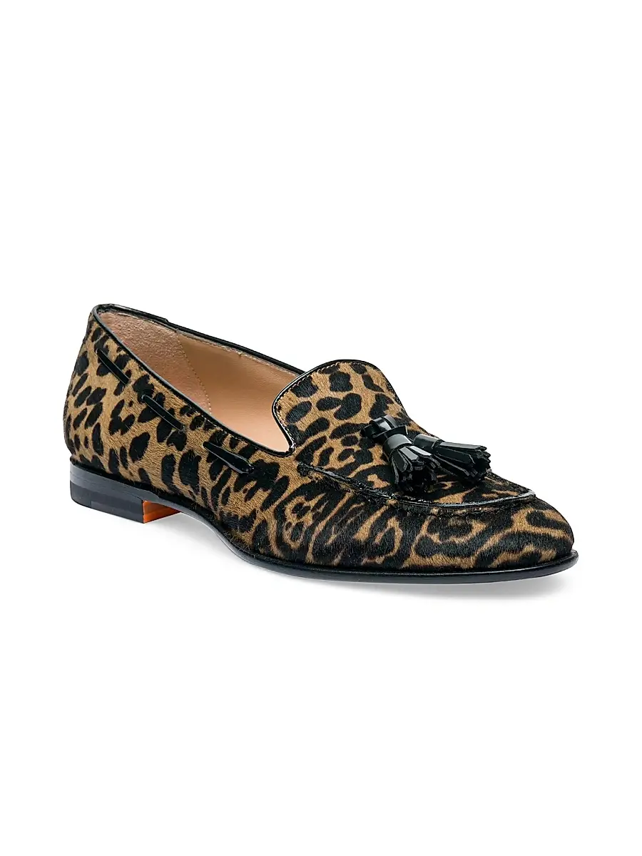 Santoni Women's Andrea Leopard-Print Calf Hair Loafers | Thumbnail 2 Santoni Women's Andrea Leopard-Print Calf Hair Loafers | Thumbnail 2