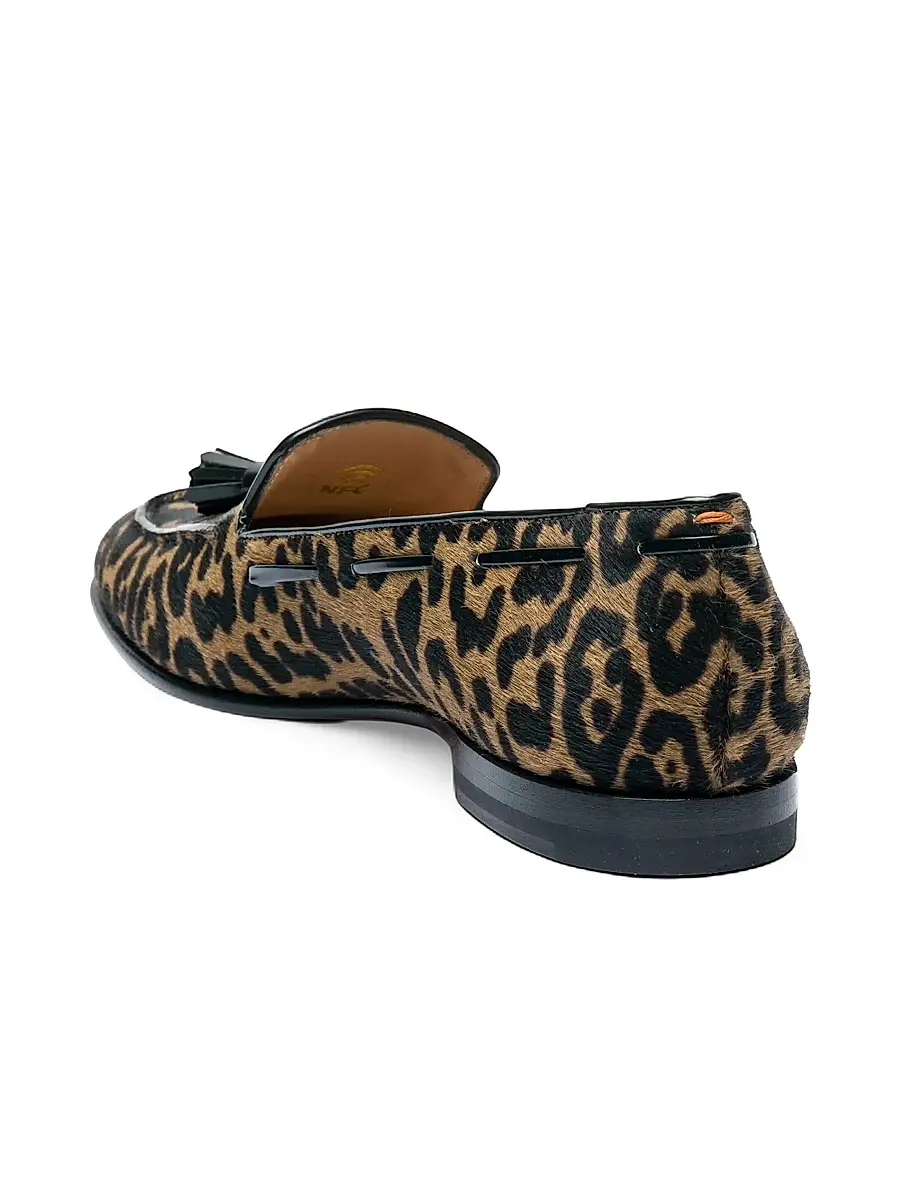 Santoni Women's Andrea Leopard-Print Calf Hair Loafers | Thumbnail 4 Santoni Women's Andrea Leopard-Print Calf Hair Loafers | Thumbnail 4