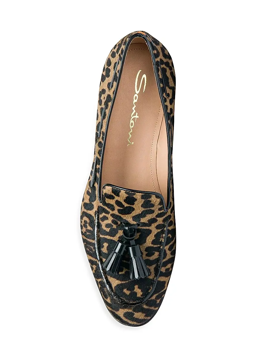 Santoni Women's Andrea Leopard-Print Calf Hair Loafers | Thumbnail 5 Santoni Women's Andrea Leopard-Print Calf Hair Loafers | Thumbnail 5