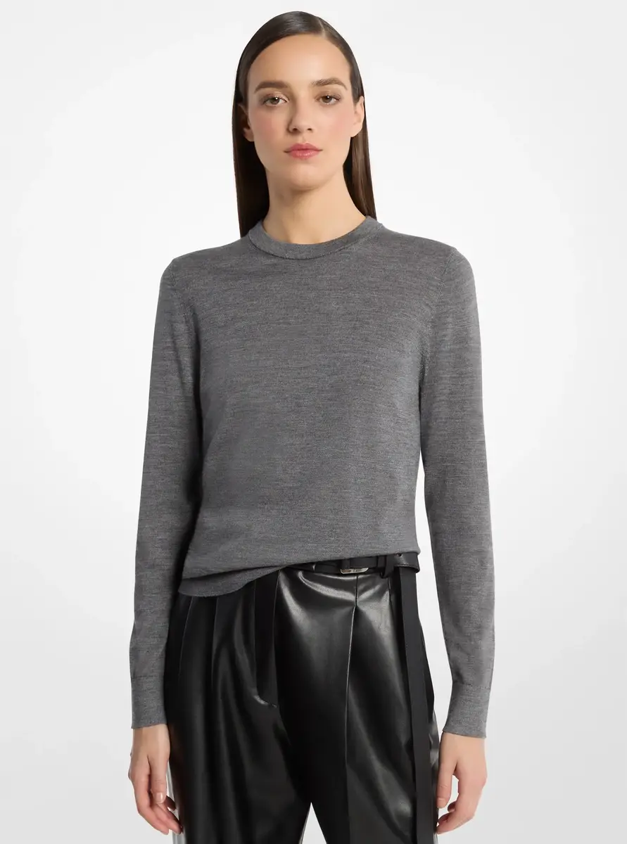 Michael Kors Collection Cashmere and Wool Blend Sweater in Grey | Thumbnail 2 Michael Kors Collection Cashmere and Wool Blend Sweater in Grey | Thumbnail 2