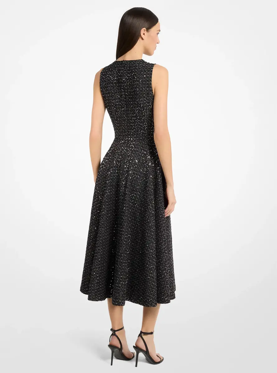 Michael Kors Collection Sequined Denim Tweed Dress in Silver | Thumbnail 2 Michael Kors Collection Sequined Denim Tweed Dress in Silver | Thumbnail 2