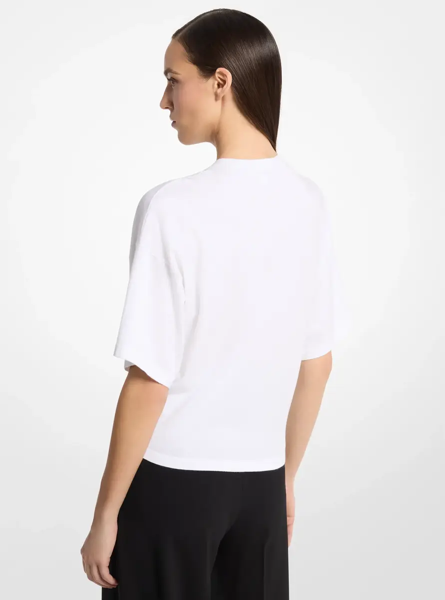 Michael Kors Collection Shaun Stretch Viscose T-Shirt in White | Thumbnail 3 Michael Kors Collection Shaun Stretch Viscose T-Shirt in White | Thumbnail 3