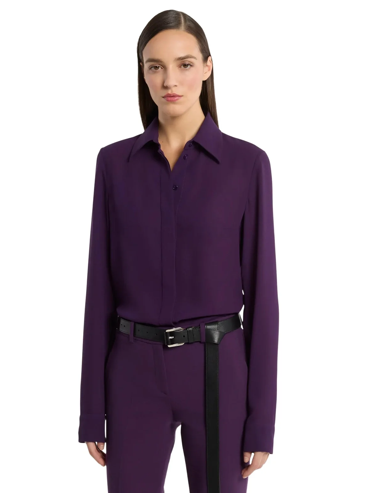 Michael Kors Collection Hansen Silk Georgette Shirt in Purple