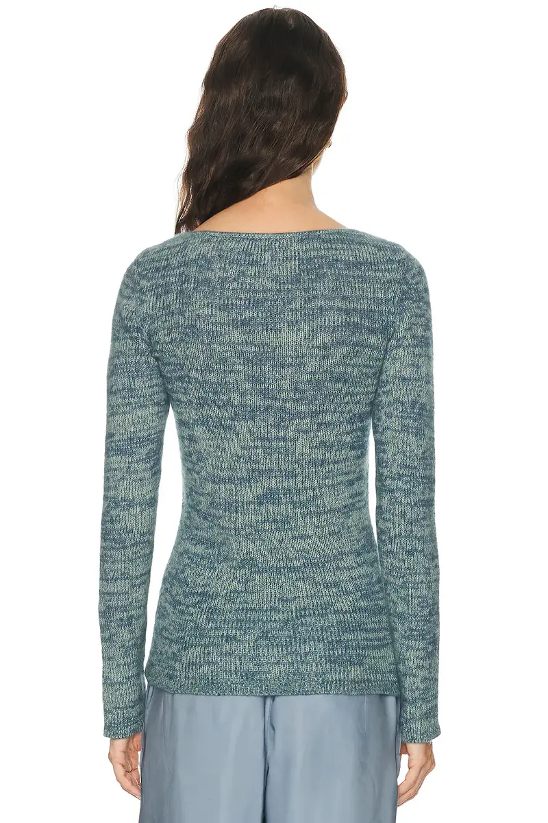 The Elder Statesman Off The Shoulder V-Neck Sweater | Thumbnail 3 The Elder Statesman Off The Shoulder V-Neck Sweater | Thumbnail 3