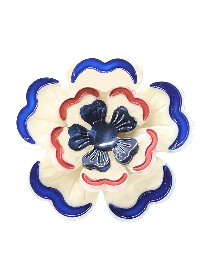 Solar Eclipse Hand-Painted Americana Flower Claw Hair Clip