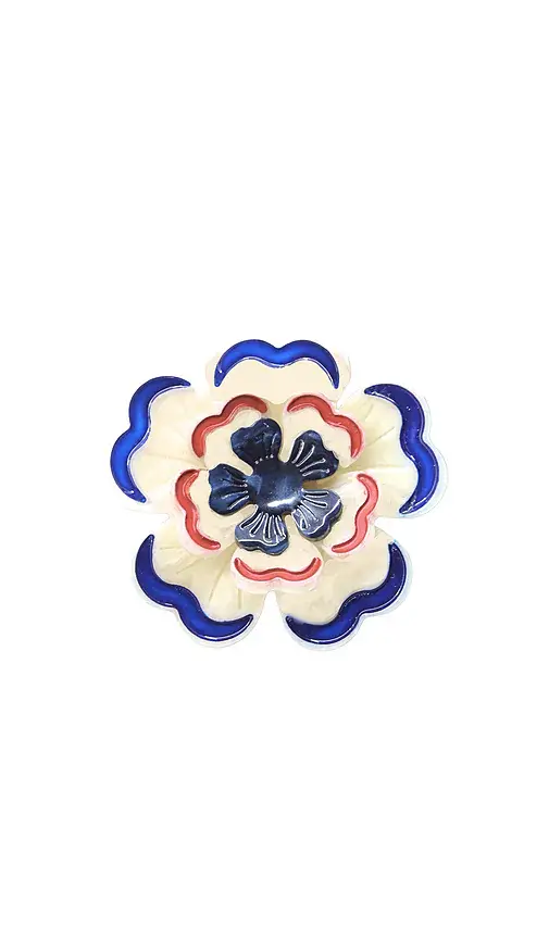 Solar Eclipse Hand-Painted Americana Flower Claw Hair Clip | Image 1 Solar Eclipse Hand-Painted Americana Flower Claw Hair Clip | Image 1