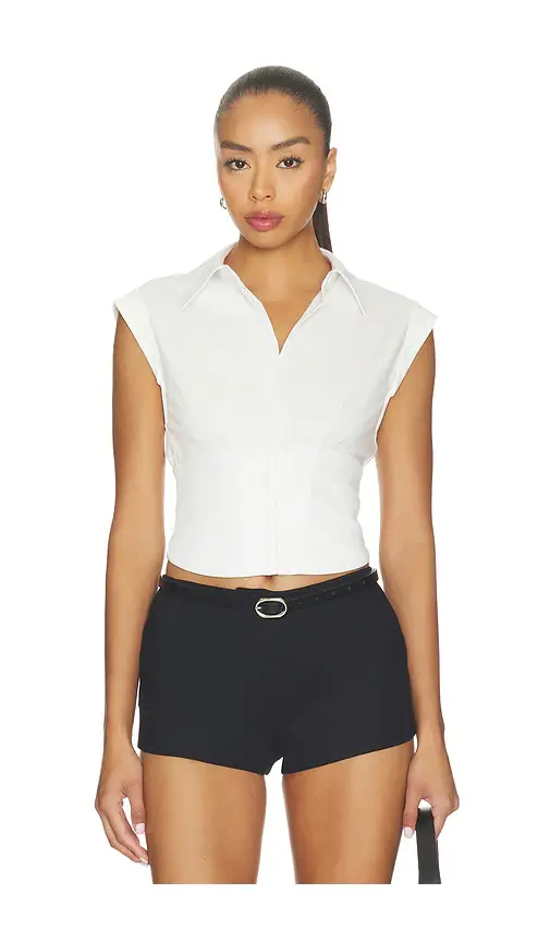 Alice + Olivia Alice + Olivia Kim Paneled Corset Fitted Top | Image 1 Alice + Olivia Alice + Olivia Kim Paneled Corset Fitted Top | Image 1