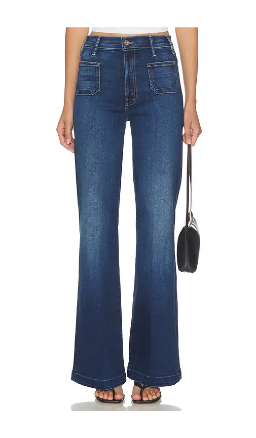 Mother Lil Petite Hustler Roller Patch Pocket Sneak Jeans | Image 1 Mother Lil Petite Hustler Roller Patch Pocket Sneak Jeans | Image 1