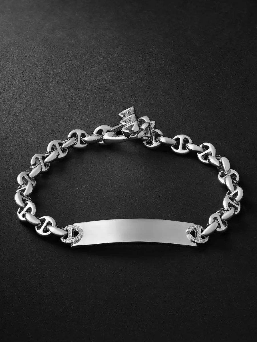 Hoorsenbuhs Open-Link Monogram 5mm Sterling Silver Diamond Bracelet - Men | Image 1 Hoorsenbuhs Open-Link Monogram 5mm Sterling Silver Diamond Bracelet - Men | Image 1