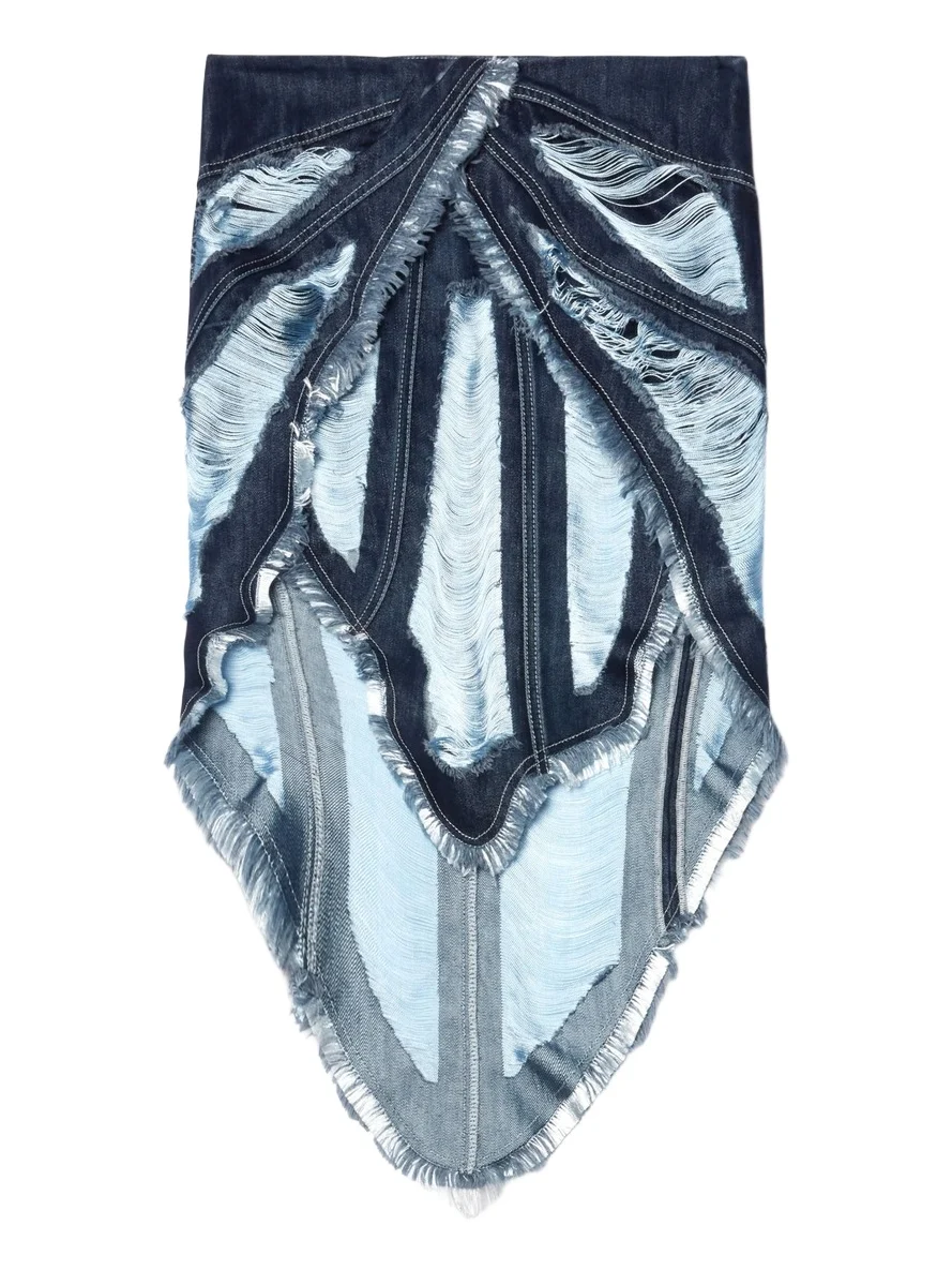 Off-White Shredded Denim Skirt