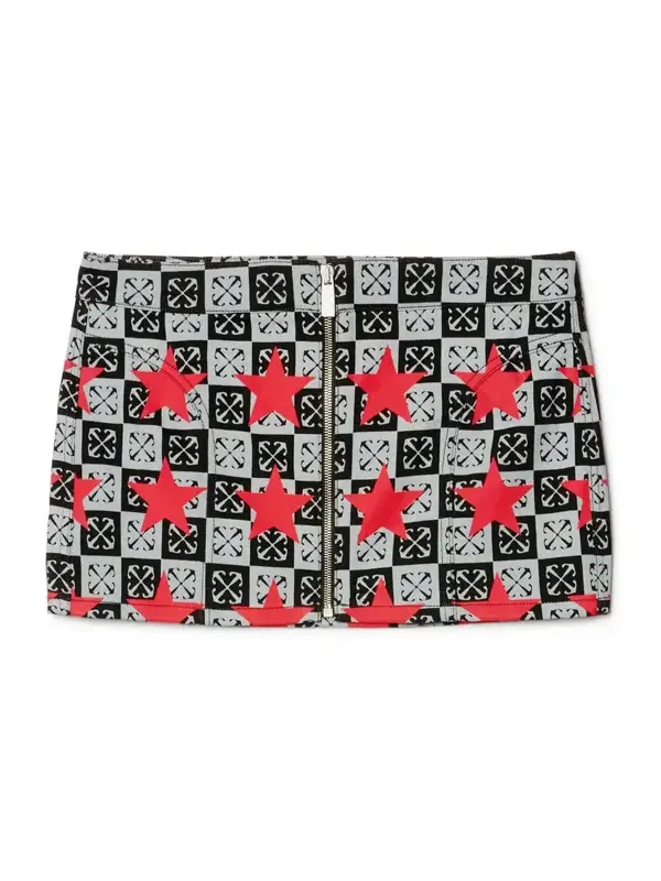 Printed Star Denim Skirt Printed Star Denim Skirt