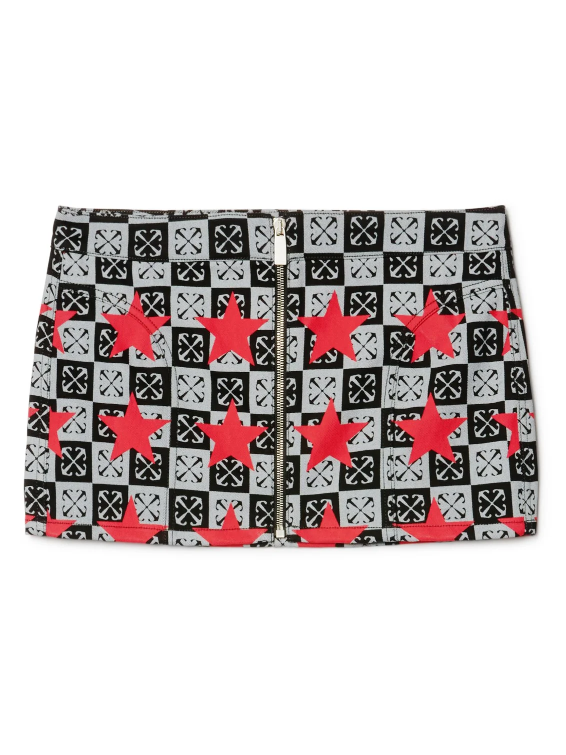 Printed Star Denim Skirt
