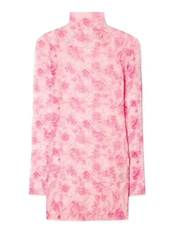 Roses Mesh Short Dress