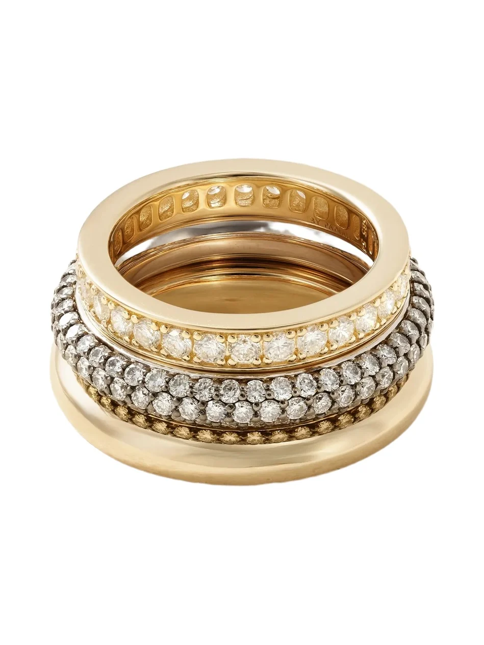 Set Of Three 14-karat Recycled Yellow And White Gold Diamond Rings Set Of Three 14-karat Recycled Yellow And White Gold Diamond Rings