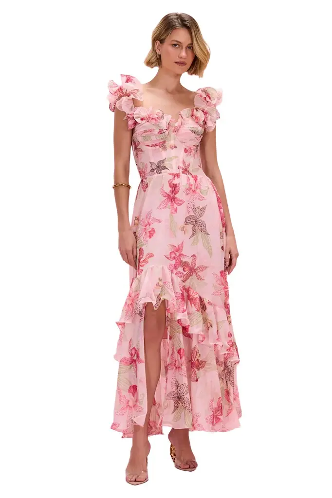 PatBo ORCHID BLOOM CHIFFON MAXI CORSET DRESS | Image 1 PatBo ORCHID BLOOM CHIFFON MAXI CORSET DRESS | Image 1