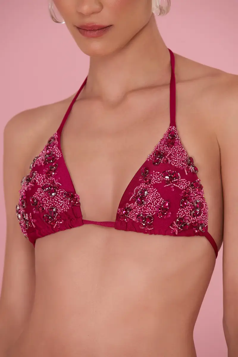 PatBo PETAL SHEEN BEADED BIKINI TOP | Image 1 PatBo PETAL SHEEN BEADED BIKINI TOP | Image 1