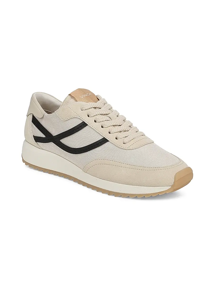 Vince Women's Santa Monica Contrast-Striped Suede Low-Top Sneakers | Thumbnail 2 Vince Women's Santa Monica Contrast-Striped Suede Low-Top Sneakers | Thumbnail 2