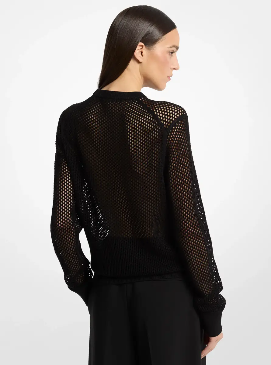 Michael Kors Collection Silk Mesh Sweater in Black | Thumbnail 3 Michael Kors Collection Silk Mesh Sweater in Black | Thumbnail 3