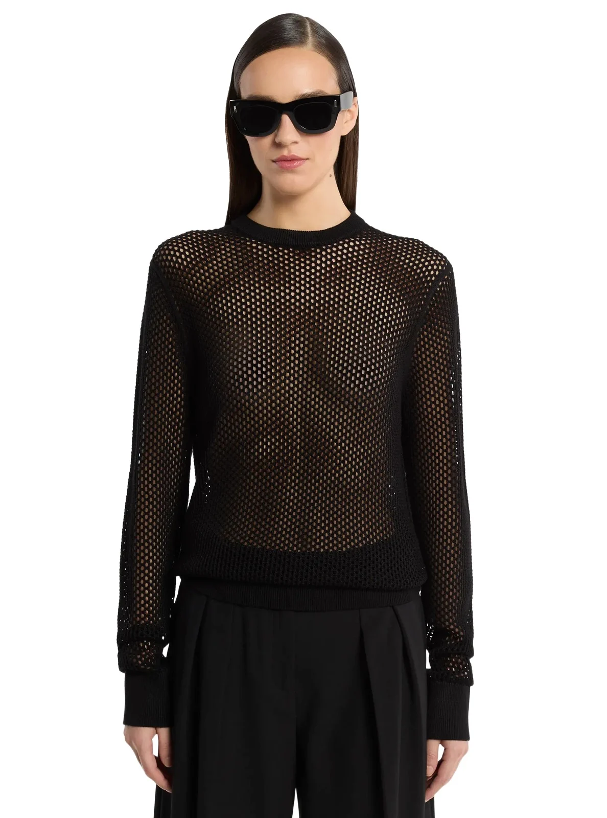 Michael Kors Collection Silk Mesh Sweater in Black