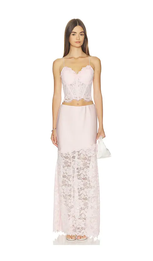 Generation Love Perrine Lace Combo Satin Skirt | Thumbnail 5 Generation Love Perrine Lace Combo Satin Skirt | Thumbnail 5