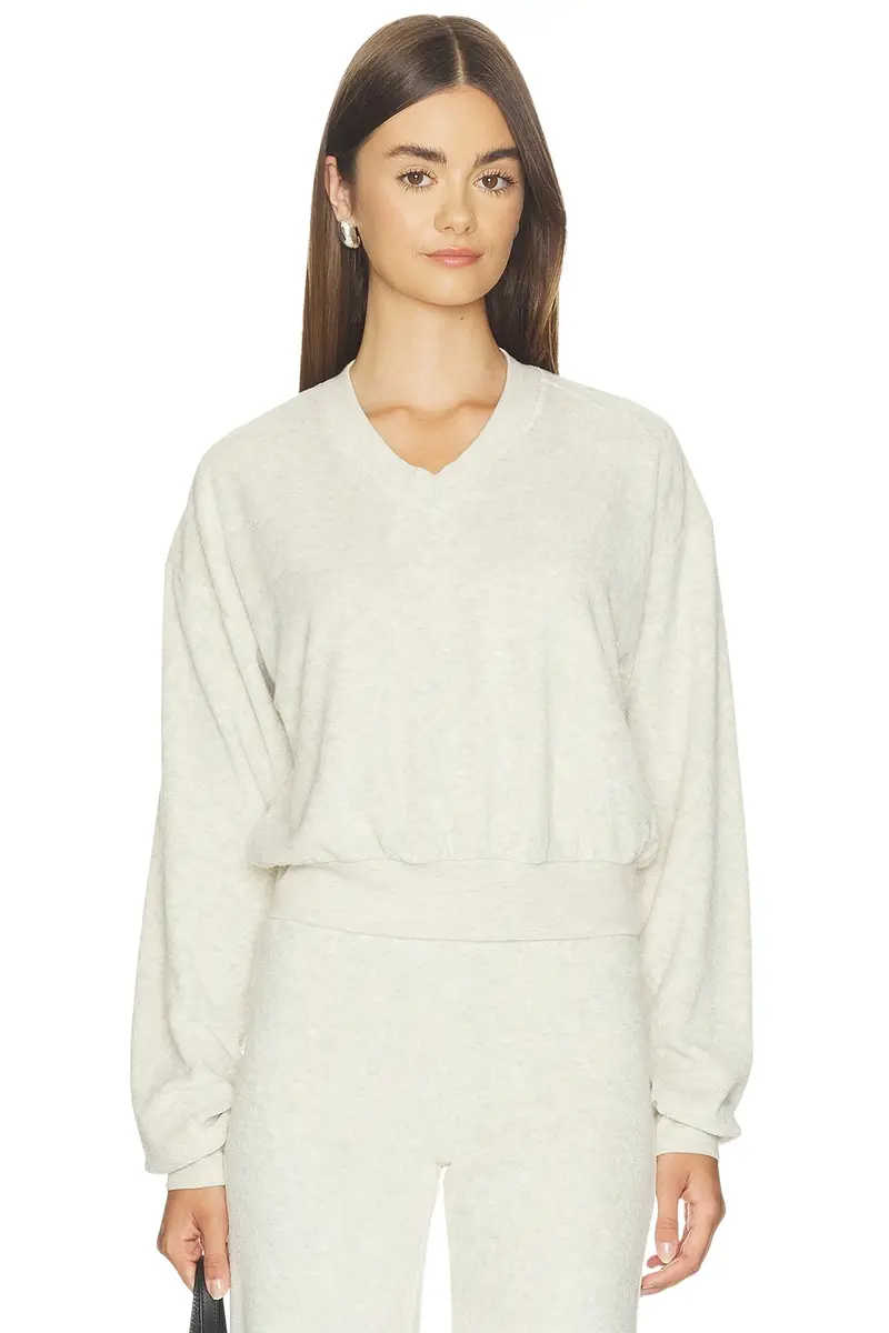 ÉTERNE Cropped V-Neck Sweatshirt