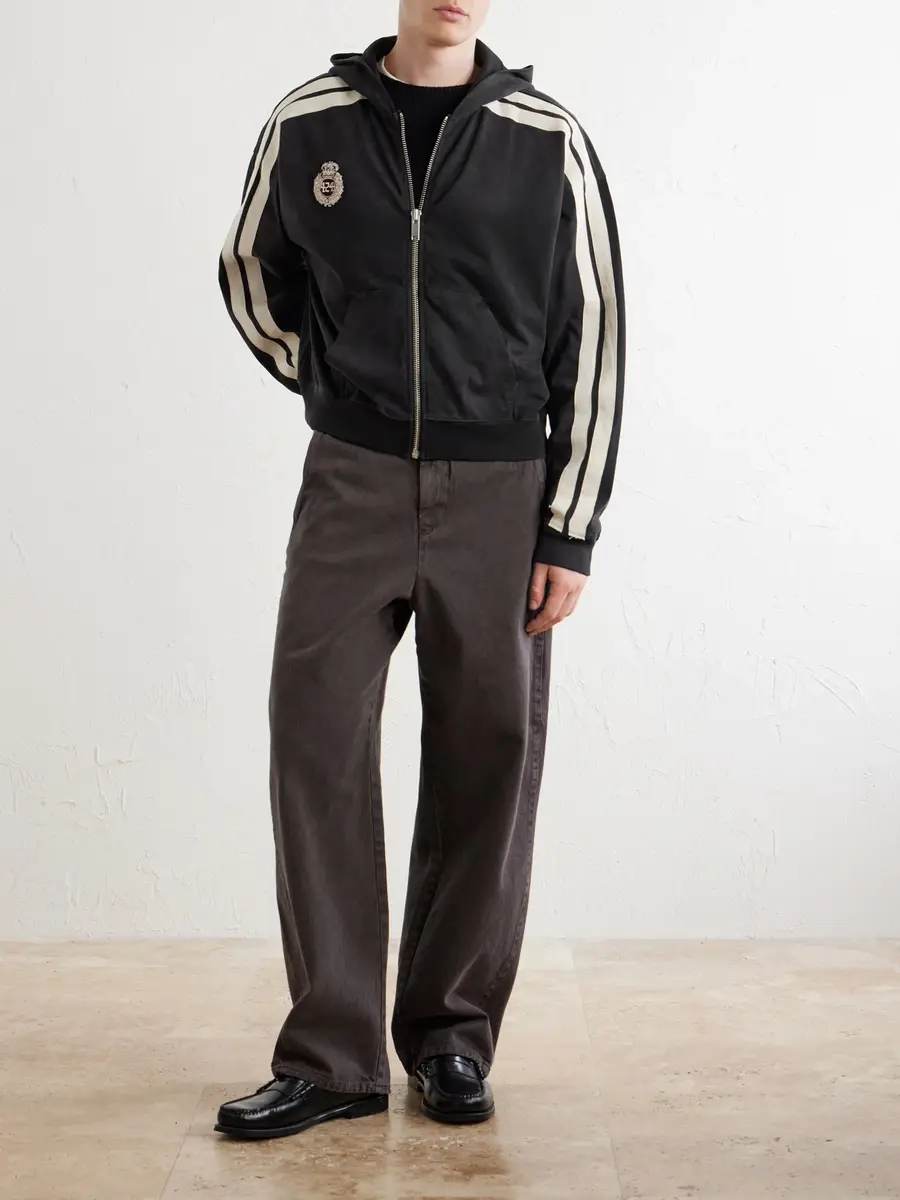 424 Academy Logo-Appliquéd Cotton-Jersey Zip-Up Hoodie - Men | Thumbnail 2