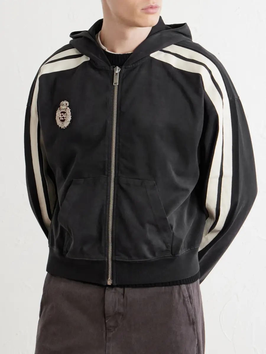 424 Academy Logo-Appliquéd Cotton-Jersey Zip-Up Hoodie - Men | Thumbnail 3