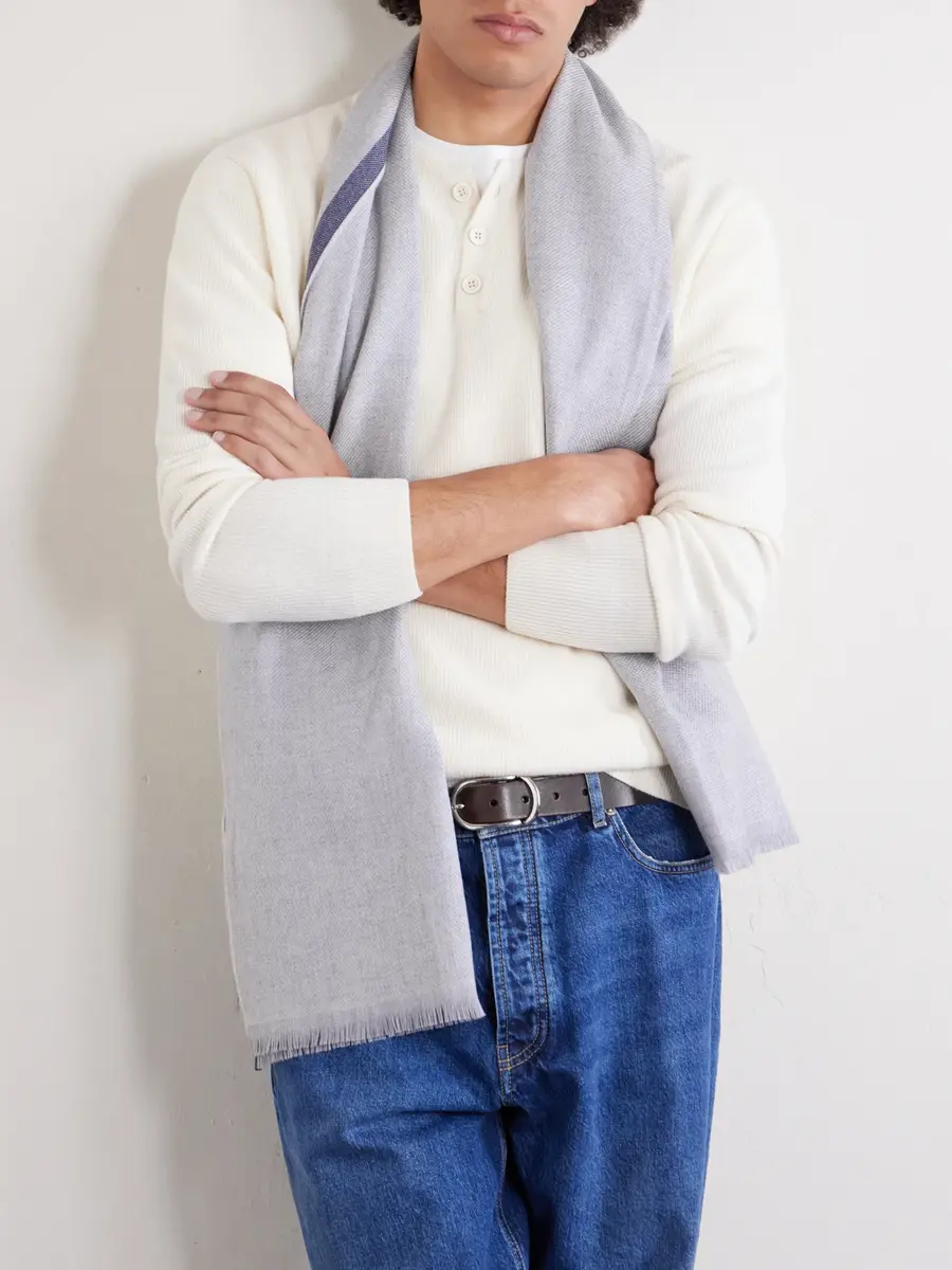 Brunello Cucinelli Fringed Wool and Cashmere-Blend Scarf - Men | Thumbnail 3 Brunello Cucinelli Fringed Wool and Cashmere-Blend Scarf - Men | Thumbnail 3